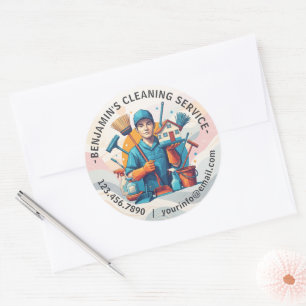 Moderne huishoudelijke schoonmaakdienst Huishoudel Ronde Sticker