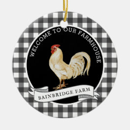 Moderne huisstijl Rooster Familienaam Keramisch Ornament