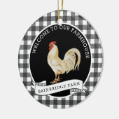 Moderne huisstijl Rooster Familienaam Keramisch Ornament (Links)