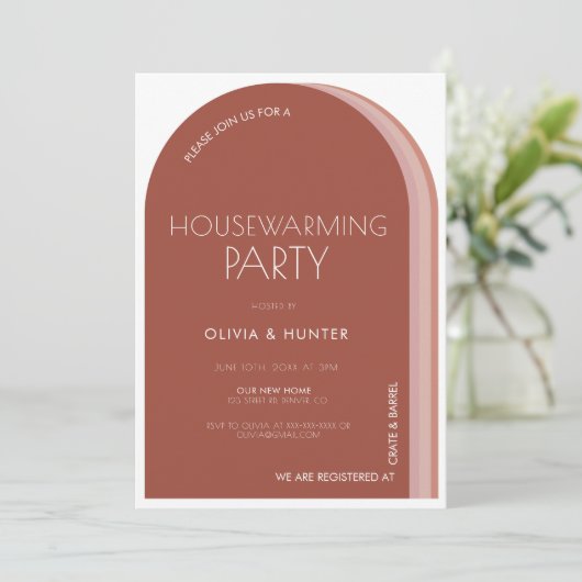 Moderne huisverwarmingsuitnodiging van rosewood kaart (Staand voorkant)