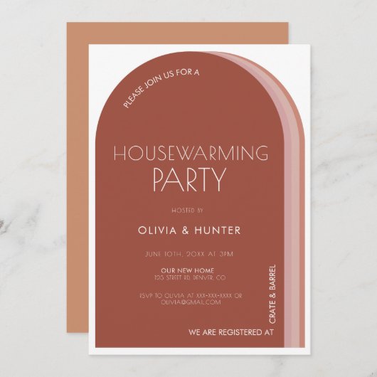 Moderne huisverwarmingsuitnodiging van rosewood kaart (Voorkant / Achterkant)