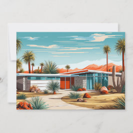 Moderne huizen uit het midden van de eeuw #239 feestdagenkaart