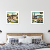 Moderne huizen uit het midden van de eeuw / digita muurkunst sets (Slaapkamer)
