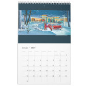 Moderne huizen uit het midden van de eeuw stijl me kalender (Jan 2027)