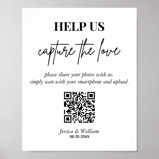 Moderne hulp ons vangen van de liefde QR code teke Poster (Voorkant)