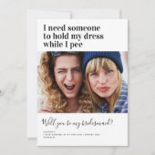 Moderne Humor Foto Bridesmaid proposal Kaart (Voorkant)