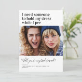 Moderne Humor Foto Bridesmaid proposal Kaart (Staand voorkant)