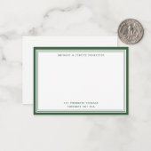 Moderne Hunter Green Border Name & Address Notitiekaartje (Voorkant / Achterkant in situ)