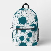 Moderne Hunter Green & White Paint Splatter Bedrukte Rugzak (Voorkant)