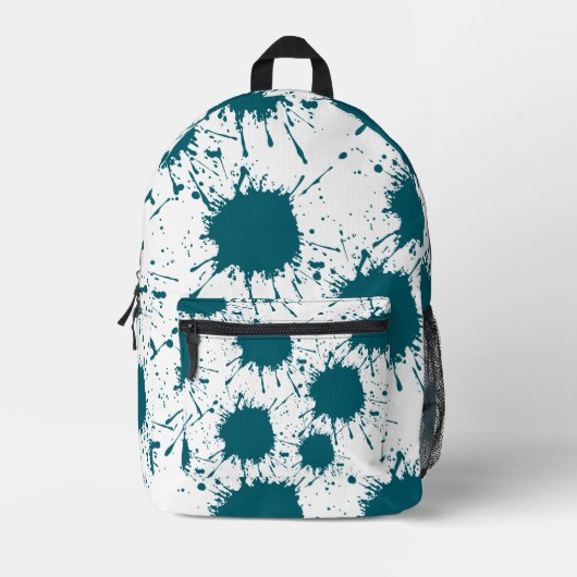 Moderne Hunter Green & White Paint Splatter Bedrukte Rugzak (Voorkant)