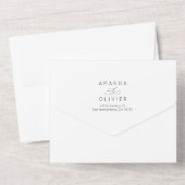 Moderne Huwelijk Elegante Kalligrafie Zwart & Wit All In One Uitnodiging (Achterkant)