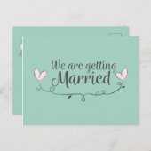 Moderne Huwelijk We Gaan Trouwen Doodle Aankondigingskaart (Voorkant / Achterkant)