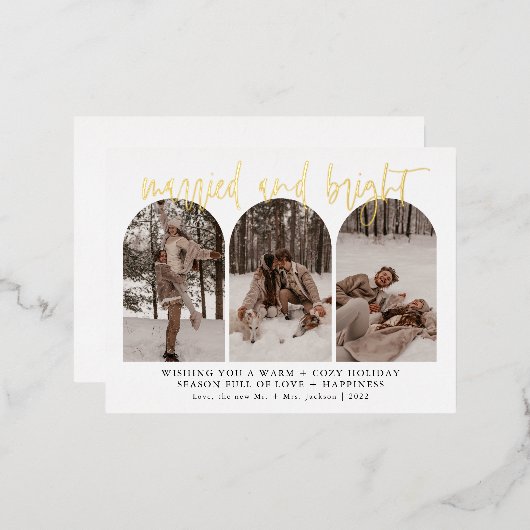 Moderne Huwelijks- en Gouden Folie Kerstkaarten Folie Feestdagen Briefkaart (Voorkant / Achterkant)