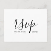 Moderne Huwelijks-Rsvp kaart Zwart en Wit Schrift (Voorkant)