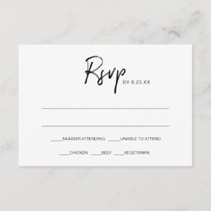 Moderne Huwelijks RSVP-reactiekaart Zwart Kaart