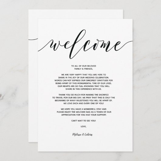 Moderne huwelijks-welkomst- en routekaart v5 kaart (Voorkant / Achterkant)