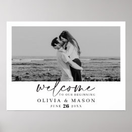 Moderne huwelijks-welkomstbord met foto poster
