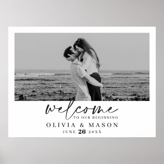 Moderne huwelijks-welkomstbord met foto poster (Voorkant)