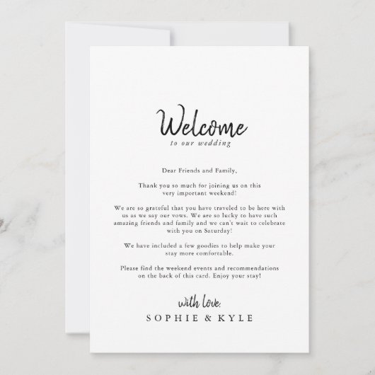 Moderne huwelijks-welkomstbrief (Voorkant)