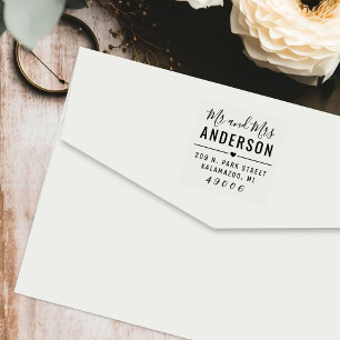 Moderne huwelijksadreskaart voor meneer en mevrouw  zelfinktende stempel