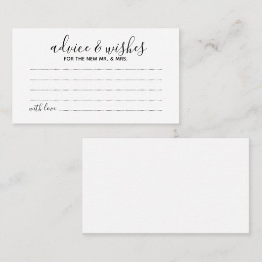 Moderne Huwelijksadvies- en Wensenkaart Advieskaart (Voorkant / Achterkant)