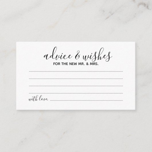 Moderne Huwelijksadvies- en Wensenkaart Advieskaart (Voorkant)