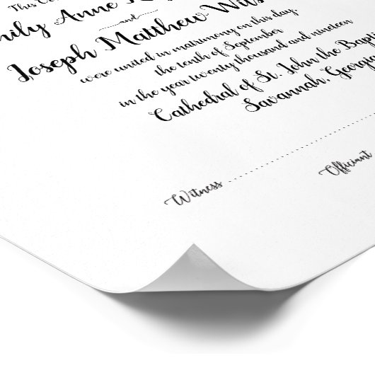 Moderne huwelijksakte Weddenschap Poster (Hoek)