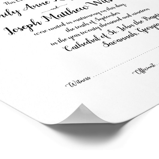 Moderne huwelijksakte Weddenschap Poster (Hoek)