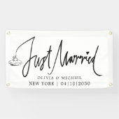 Moderne Huwelijksauto Banner Met Hart (Horizontaal)