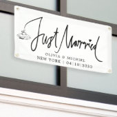 Moderne Huwelijksauto Banner Met Hart (Buitenkant Gebouw)