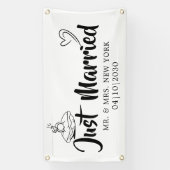 Moderne Huwelijksauto Banner Met Hart (Verticaal)