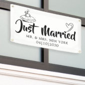 Moderne Huwelijksauto Banner Met Hart (Buitenkant Gebouw)