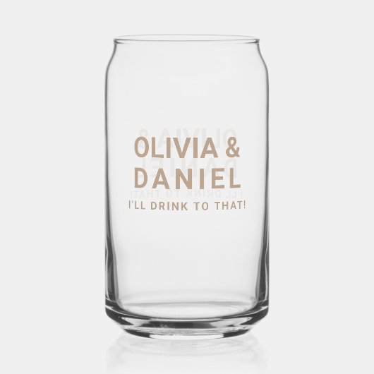 Moderne huwelijksbekers blikvorm glas (Voorkant)