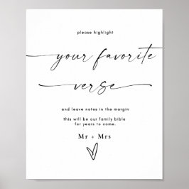 Moderne Huwelijksbijbel Favoriete Verse Sign Poster