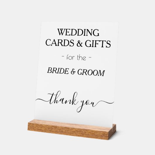 Moderne Huwelijkscadeaus Wit Zwart Typografie Acryl Bord (Hoek)