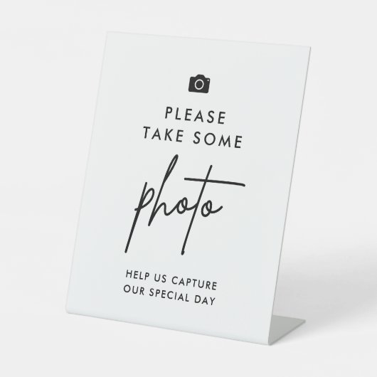 Moderne huwelijkscamera Foto's tekenen Reclamebord Met Voetstuk (Voorkant)