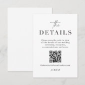 Moderne Huwelijksdetails Bijlage Scan QR-codekaart (Voorkant / Achterkant)