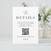 Moderne Huwelijksdetails Bijlage Scan QR-codekaart (Staand voorkant)