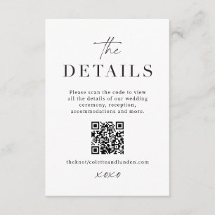 Moderne Huwelijksdetails Bijlage Scan QR-codekaart
