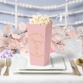 Moderne huwelijksfeest roze en gouden popcorn bedankdoosjes
