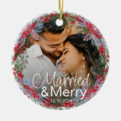 Moderne huwelijksfeestdagen keramisch ornament (Voorkant)