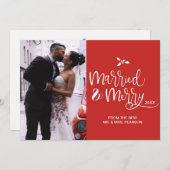 Moderne huwelijksfoto met kerstmis feestdagenkaart (Voorkant / Achterkant)