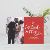 Moderne huwelijksfoto met kerstmis feestdagenkaart (Staand voorkant)