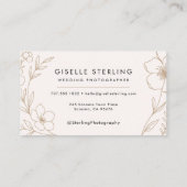 Moderne huwelijksfotograaf Botanische Blush Zwart Visitekaartje (Achterkant)