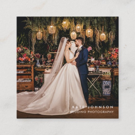 Moderne huwelijksfotograaf QR Code Social Media Vierkante Visitekaartje (Voorkant)