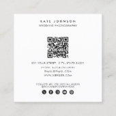 Moderne huwelijksfotograaf QR Code Social Media Vierkante Visitekaartje (Achterkant)