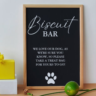 Moderne huwelijkshond traktatie teken biscuit bar poster