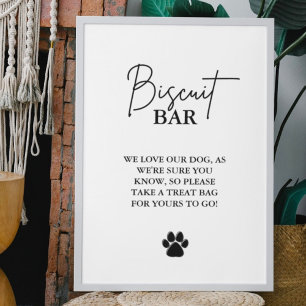 Moderne huwelijkshond traktatie teken biscuit bar poster