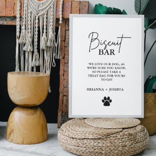 Moderne huwelijkshond traktatie teken biscuit bar poster