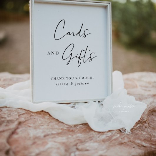 Moderne huwelijkskaarten en cadeaubordje poster